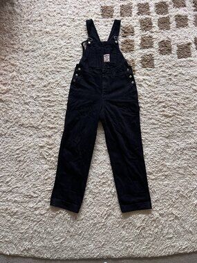 Anchor Blue Vintage Black Denim Carpenter Overalls Size L